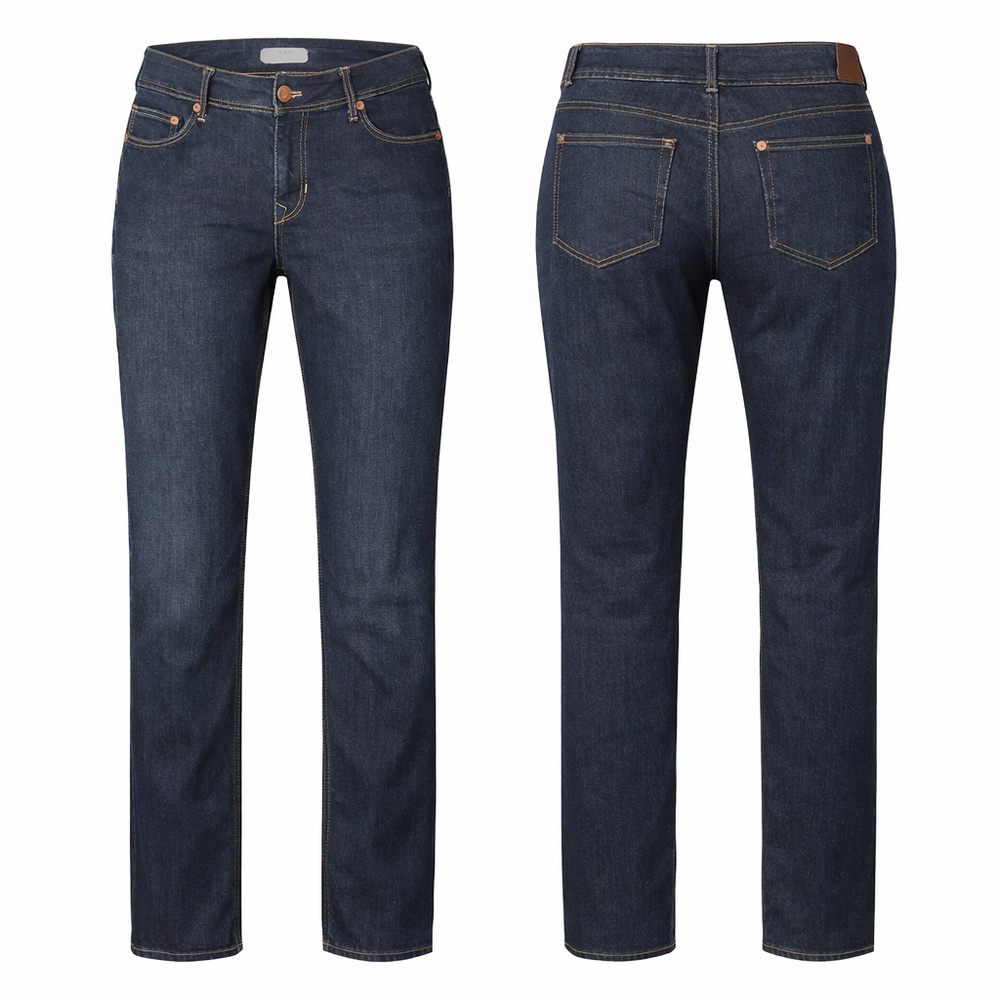 H&M &SQIN Dark Wash Straight Leg Jeans Low Rise Minimal Classic Denim